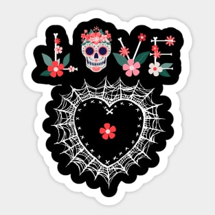 halloween love and cobweb heart Sticker